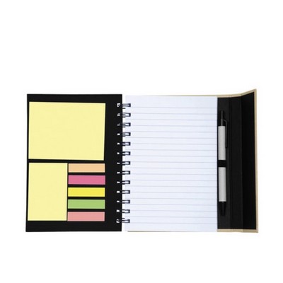Spiral Notebook with Sticky Notes and Pen