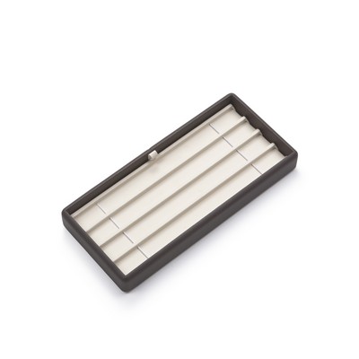 Chocolate/Beige Leatherette Light Weight 4 Bracelet Tray