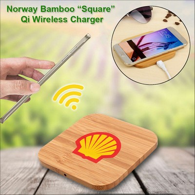 Norway Bamboo "Eco Friendly" Qi Wireless Charging 5 Watts Pad - Square No Extra Tariff