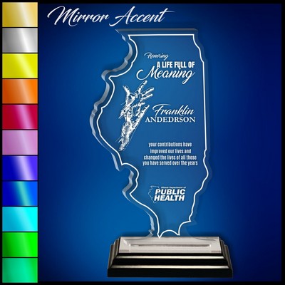 6" Illinois Clear Acrylic Award with Mirror Accent