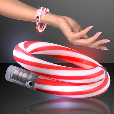 Flashing Christmas Candy Cane Bracelets - Domestic Imprint