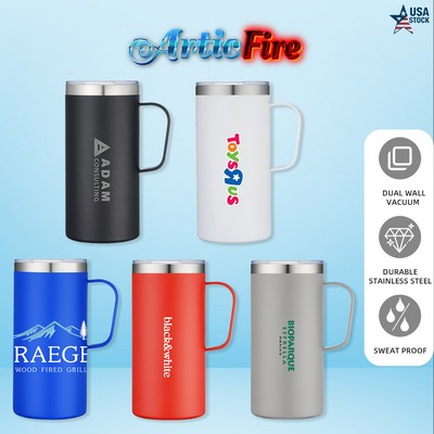ArticFire 20 oz Tall Vacuum Insulated Travel / Camping Mug With Handle