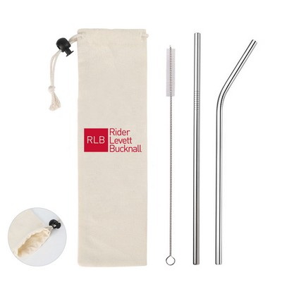 Metal Straw Jute Pouch Kit