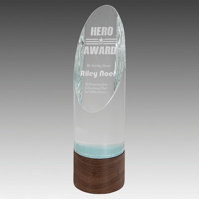 9.75" Cylinder Sierra Glass with Walnut Base