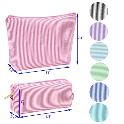 2 pieces Striped cosmetic bag