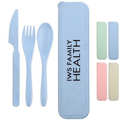 3 Pieces Wheat Straw Cutlery Utensil Set