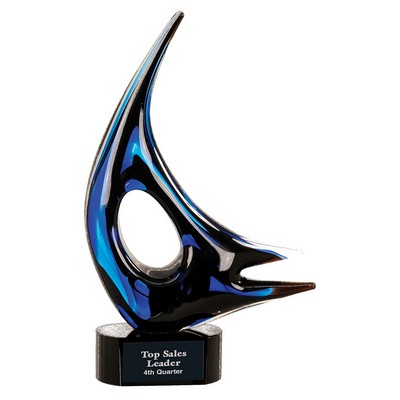 14.25" Blue Sail Art Glass