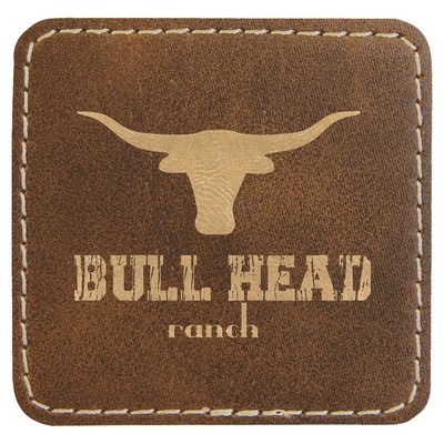 2.5" x 2.5" Rustic/Gold Leatherette Patch with Adhesive