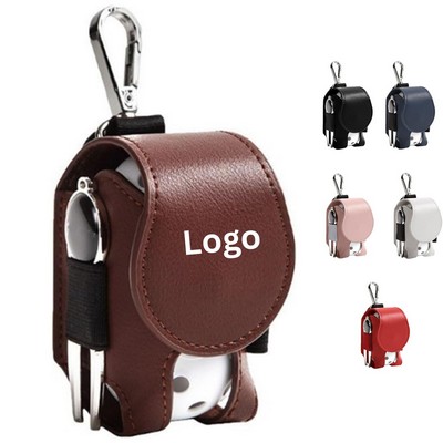 Premium PU Leather Golf Ball Waist Pouch with Tee Holder – Compact & Portable