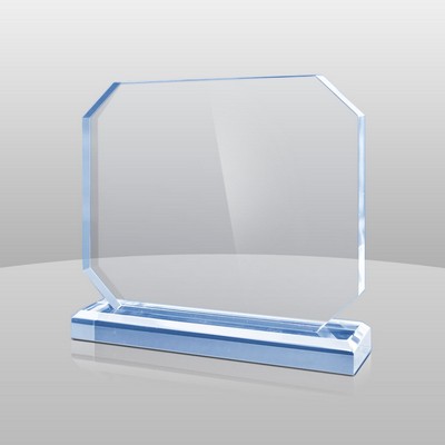 Horizontal Mount Blue Rectangular Award I (8"x8"x2")