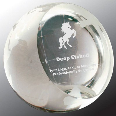 3" Crystal Globe Paperweight Award