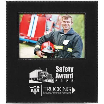 Leatherette Frame Holds 5 x 7, Black/Silver