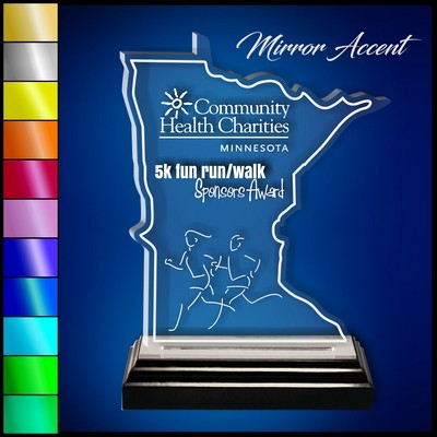 6" Minnesota Clear Acrylic Award with Mirror Accent