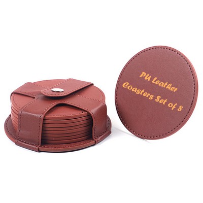 PU Leather Coasters Set of 8 with Holder