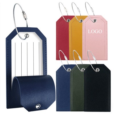 Luggage Tag with Full Privacy Cover and Stainless Steel Loop
