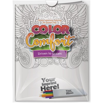 Combo Pack - CC107 Color Comfort & 6-Pack of Colored Pencils (Imprinted) in a Poly Bag