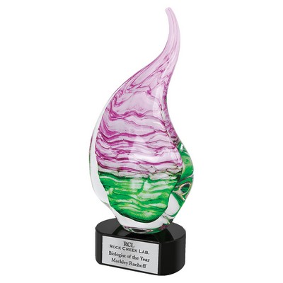 15.5" Pink/Green Art Glass