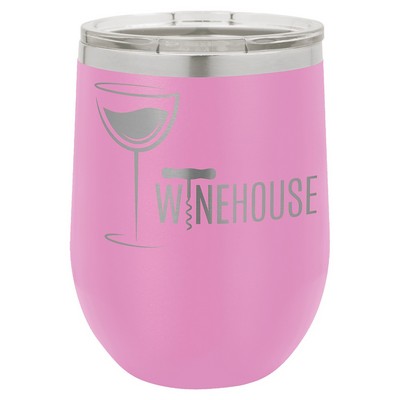 Light Purple Polar Camel™ 12 oz Stemless Wine Tumbler with a Clear Lid