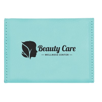 3.75" x 2.75" Teal Leatherette Hard Business Card Holder