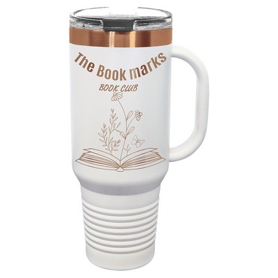 PC 40 oz. White/Rose Gold ION-Plated Travel Mug