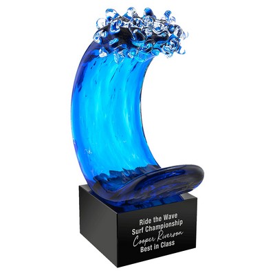 8.5" Blue Wave Art Glass