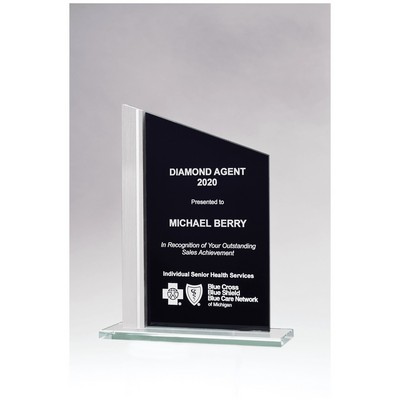6.1" x 7.75" Black Glass with Brushed Aluminum Post