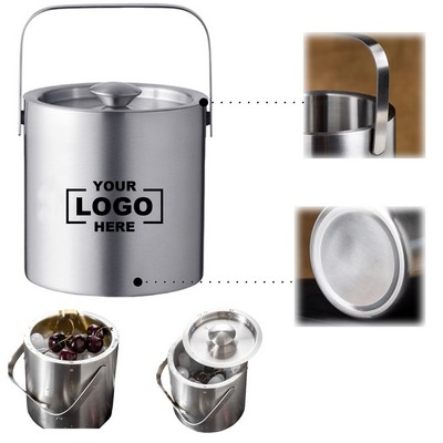 Bar - Ready Double - Layer Ice Bucket Constructed from Stainless Steel