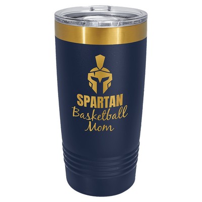 PC 20 oz. Navy Blue/Bright Gold ION-Plated Ringneck Tumbler