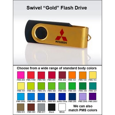 Swivel Gold Flash Drive-64GB Memory No Extra Tariff