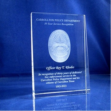 Optical Crystal Vertical Wedge Plaque (4"x6"x1 1/4")