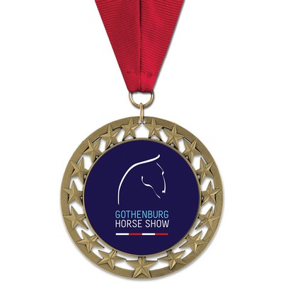 2 3/4" RS14 Full Color Medal w/ Grosgrain Neck Ribbon