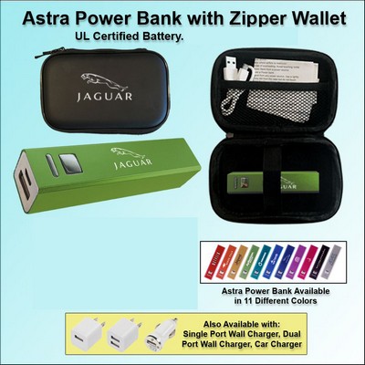 Astra Power Bank Gift Set in Zipper Wallet 1800 mAh - Green No Extra Tariff