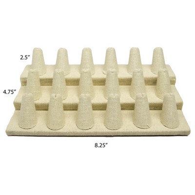 18 Slot Beige Linen Ring/Cufflink Tray Jewelry Display