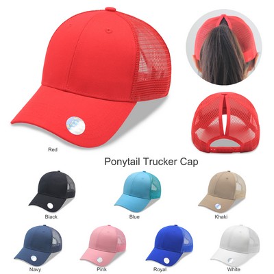 6 Panel Ponytail Trucker Cap