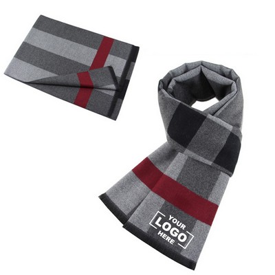 Striped Knit Scarf for Men and Women - Gray Black