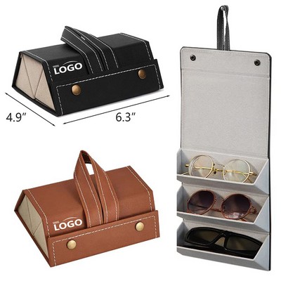 Travel Sunglass Leather Glasses Case Storage Box