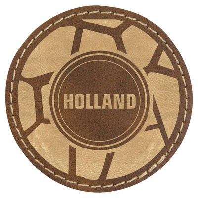 2.5" Round Rustic/Gold Leatherette Patch with Adhesive