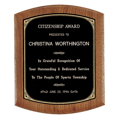 American Walnut Plaque w/Gold Border Black Brass Plate
