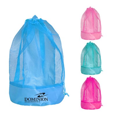 Mesh Drawstring Beach Backpack