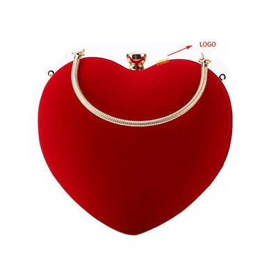 Heart-Shaped Satin Clutch Bag