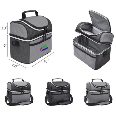 Double Deck Compartment Insulated Lunch Cooler Bag