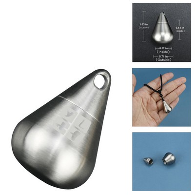 Stainless Steel Teardrop Pill Storage Keychain