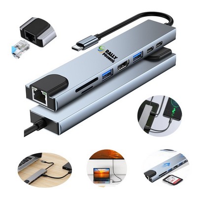 Multi-functional 8 in 1 USB Type-C Hub Adapter