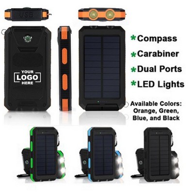 8000 mAh Waterproof Compass Solar Power Bank
