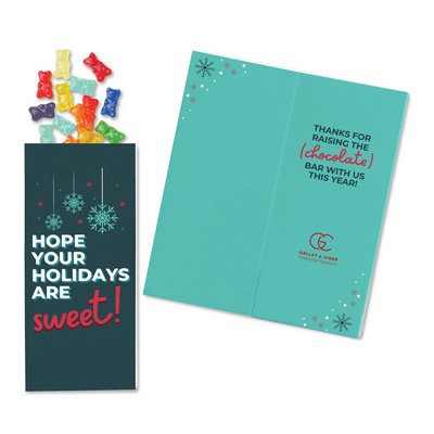 One Color Foil-Stamped Stock Holiday Sentiment Sweeter Cards with Albanese® Gummi Bears