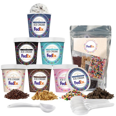 Handcrafted Ice Cream with Ice Cream Topping Kit - 6 Pint Bundle - Frosty Favorites