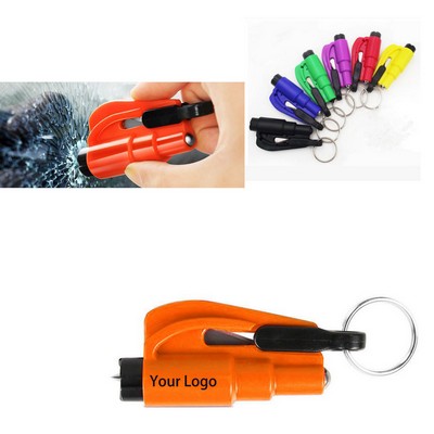 Mini 2 in 1 Safety Hammer with Seatbelt Cutter Keychain