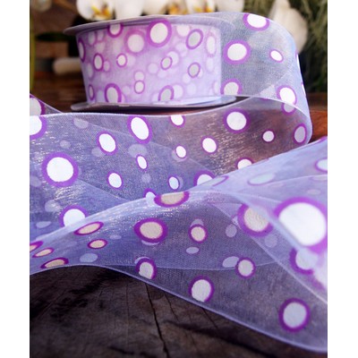 Polka Dot Print Organza Ribbon