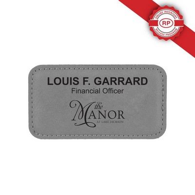 Laser Engraved Stitched Leatherette Badge (1.75"X3.25") Rectangle