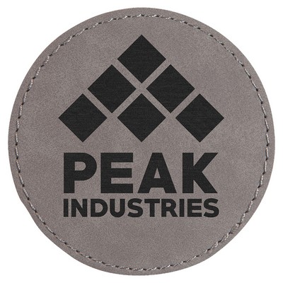 3" Round Gray Leatherette Patch with Adhesive